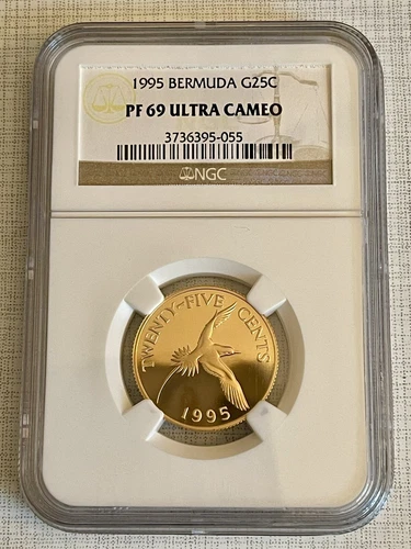 Bermuda 1995 Tropical Bird 25 Cent Gold NGC PF69 ULTRA CAMEO SKU# 3559
