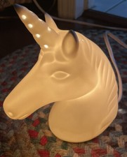 Target Accents White Ceramic Unicorn Head Night Light Electric Table Lamp 7 3/4  