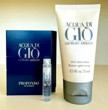 Acqua Di Gio By Giorgio Armani After Shave Balm 75ml/2.5fl.oz. & PROFONDO Sample