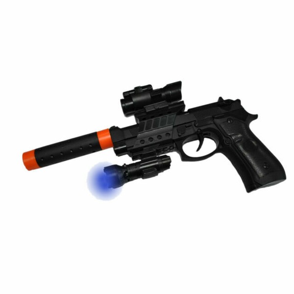 Gun With Silencer Play Set Toy SWAT Assault Police Rifle Machine Beretta M9 LED for sale online