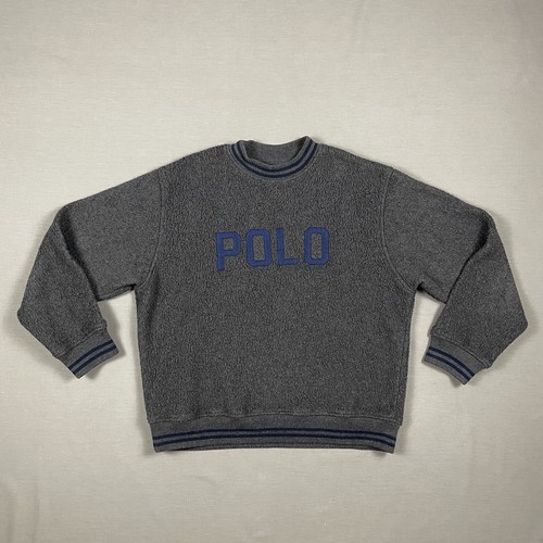 VTG Polo Ralph Lauren Sweatshirt Men Large Gray Embroidered Logo Y2K MADE IN USA - Picture 11 of 12