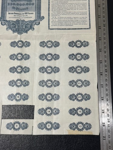 Compagnie Internationale Wagons Antique 100 Franks Bond Stock Share Certificate - Picture 17 of 20
