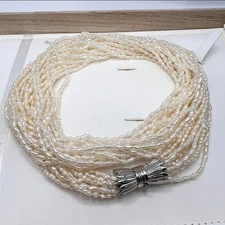 20 Strand / 10 Strand Long Keshi Pearl Necklace 1.5-2.0mm 62cm SV Clasp Akoya