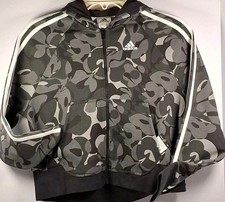 Adidas Girl's Medium 10/12 AP4576 Full Zip Hoodie, Black  Gray Camo