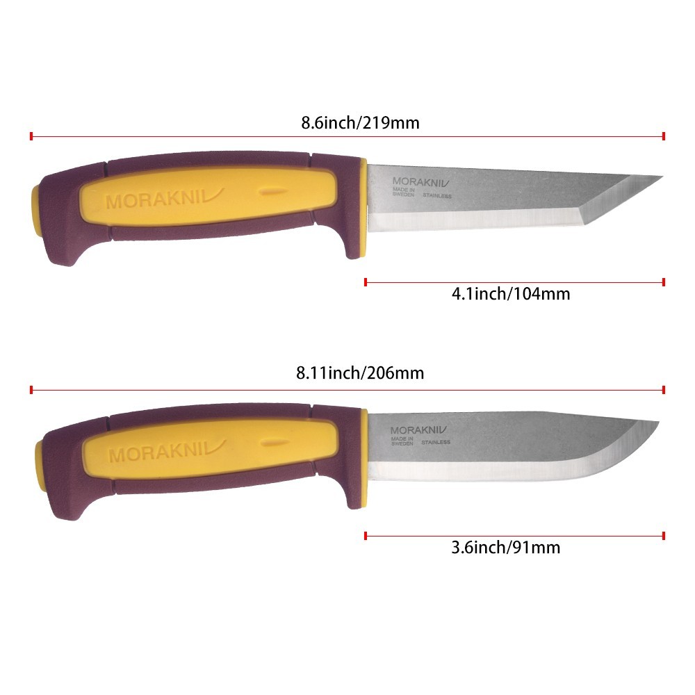 2PCS Morakniv Craftline Basic  Red and yellow Camping Knife