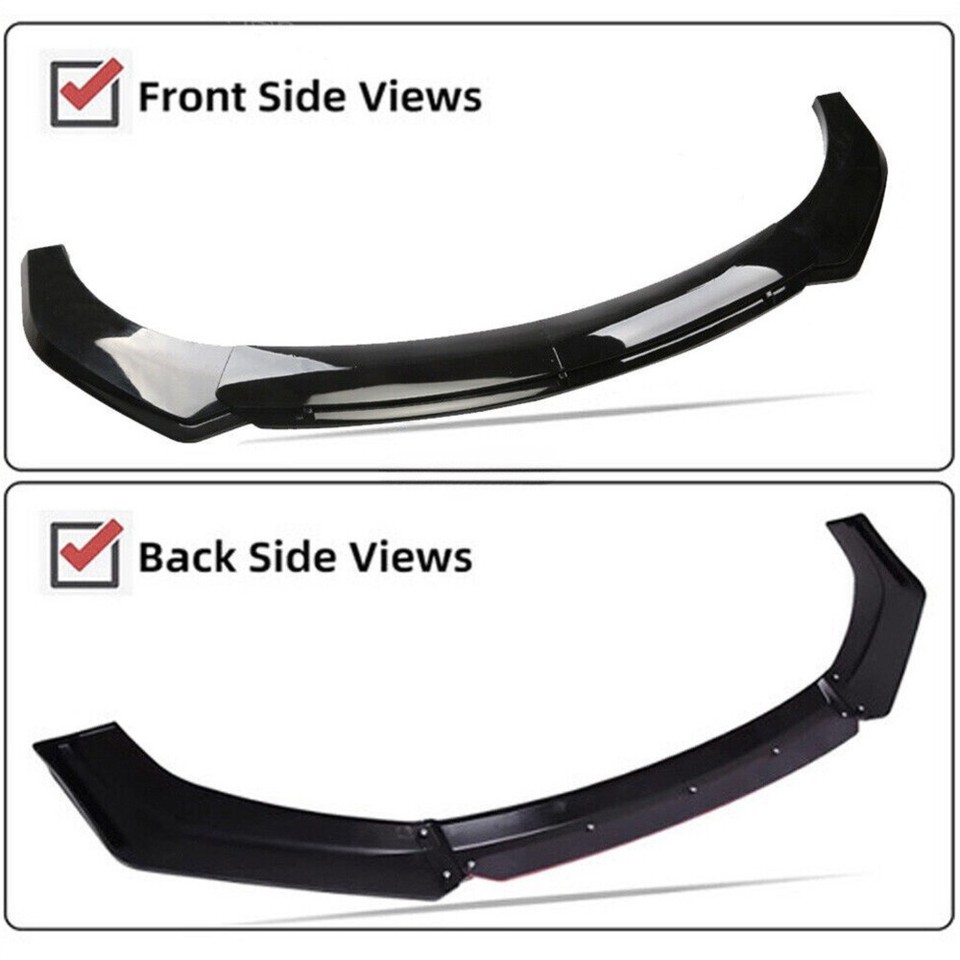 Front Bumper Lip Splitter + Strut Rods For Chevy Camaro SS 1LE ZL1 – Piano Black, 4-Piece Kit