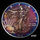 2010 Silver American Eagle Coin Colorful Rainbow Toning #a942