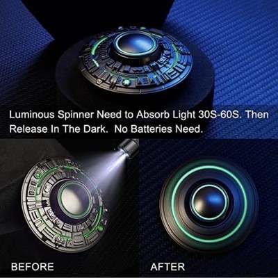 Anzmtosn UFO Spaceship Luminous Metal Fidget Spinner Black Green