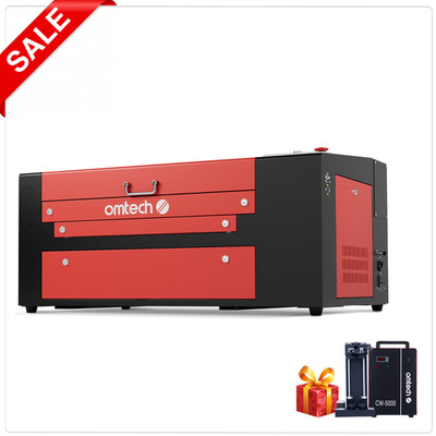 OMTech MF1220-50 50W CO2 Laser Engraver Cutter with Chiller 4-Wheel Rotary Axis