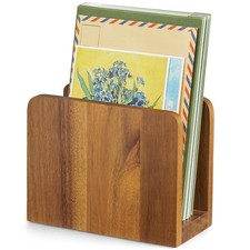 Acacia Wood Mail Organizer, Mail Holder for Desk, Letter Holder for Counterto...