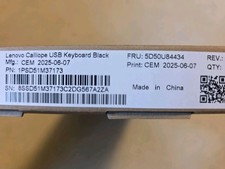 Lenovo USB Wired Keyboard Gen 2 Black Keyboard Sealed (Open Box) - Unused
