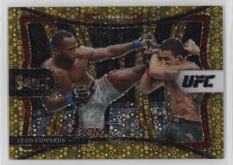 2021 Panini Select UFC Premier Level Gold Disco Prizm 8/10 Leon Edwards 01nw