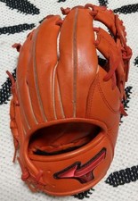 Mizuno Pro Softer-Rubber-Ball Infield Glove Orange Leather Used