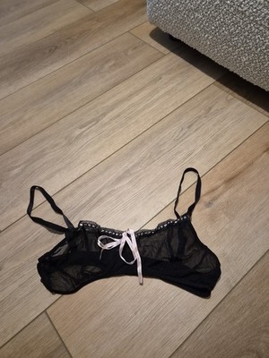 Vintage Hustler durchsichtig schwarz Band & Spitzenbesatz BH Größe M/L 8-10