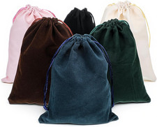 6pc Velvet Drawstring Gift Bags 6x8" Mixed Colors Jewelry Dice Pouch Party Favor