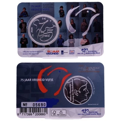 Niederlande 5 Euro 2020 BU Freiheit in Coincard - Bild 1 von 3
