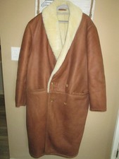 MENS VINTAGE SAWYER FULL LENGTH GENUINE SHEARLING COAT, SZ XL