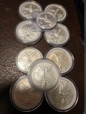 TEN - 2017 & 2013 Mexico Libertad Onza 1oz .999 Fine Silver Coins - Uncirculated