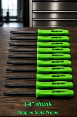 10X Green Snap on tool Promo SE 1/4'' Shank Angled PRY BAR screwdriver & Clip+GFT