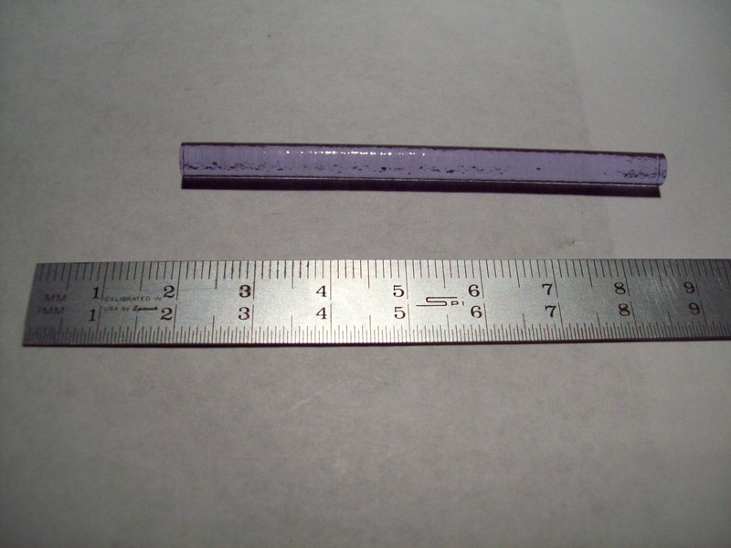 Silicate Nd:glass laser rod 4.9 mm dia. x 70 mm length, flat-flat, new, vintage