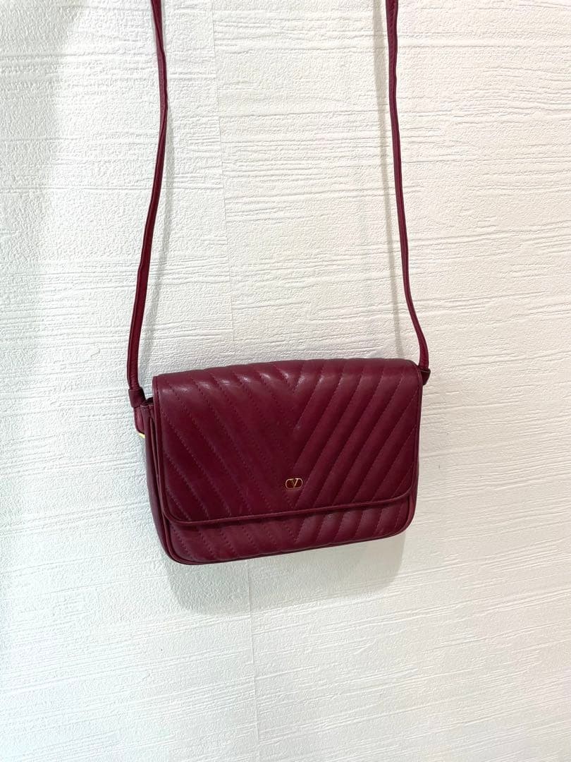 Valentino Garavani Shoulder Bag Leather Compact Authentic Used Japan