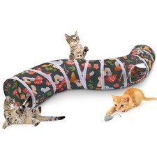 Cat Tunnel - S-Shape Peekaboo Cave with Toys, Foldable Tubes for Indoor