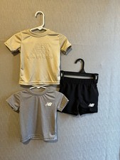 New Balance 3 Piece Shorts Set Gray Black Beige Outfit 12M Cotton Logo