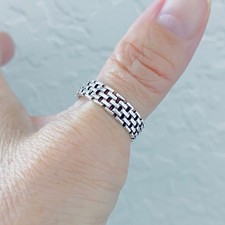 Sterling Silver Unisex Link Ring, Silver Rings, Wedding Band, Chain Links, Bands