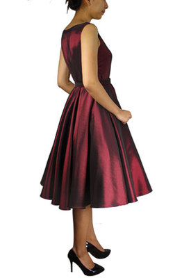 burgundy 50s dress Retro Stage 1950s A-Line Cocktail Off Shoulder Swing Dress Wine Red,M main image 1