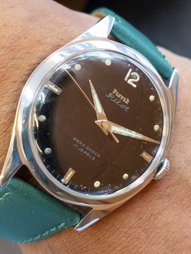 HMT PILOT 17 JEWELS WINDING BLACK DIAL 030189 INDIA MEN'S FULL WORKING VINTAGE - Picture 11 of 21