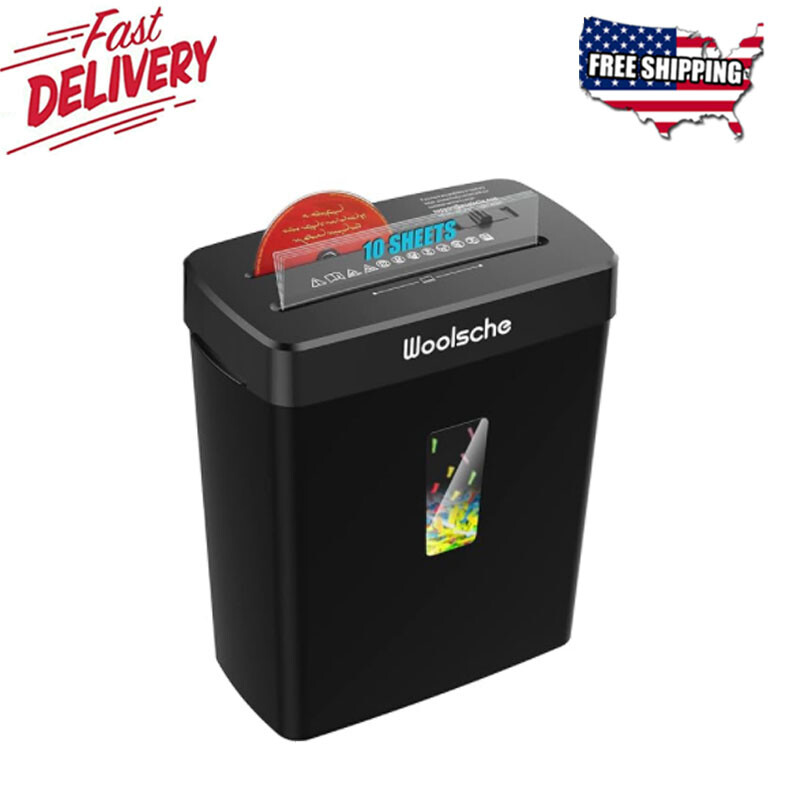 Paper Shredder 10-Sheet Cross Cut with 3.43-Gallon Basket for Home Office-image