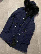 NWOT Blue women  s parka coat fleece lined faux fur hood sz M