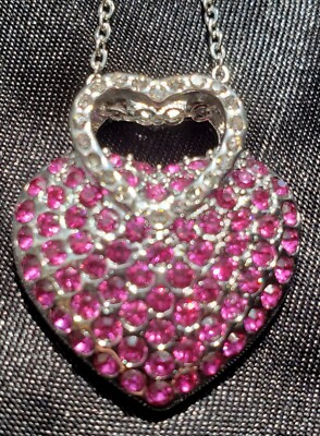 Fuchsia and White Austrian Crystal Pendant Necklace (20 in) in Stainless Steel