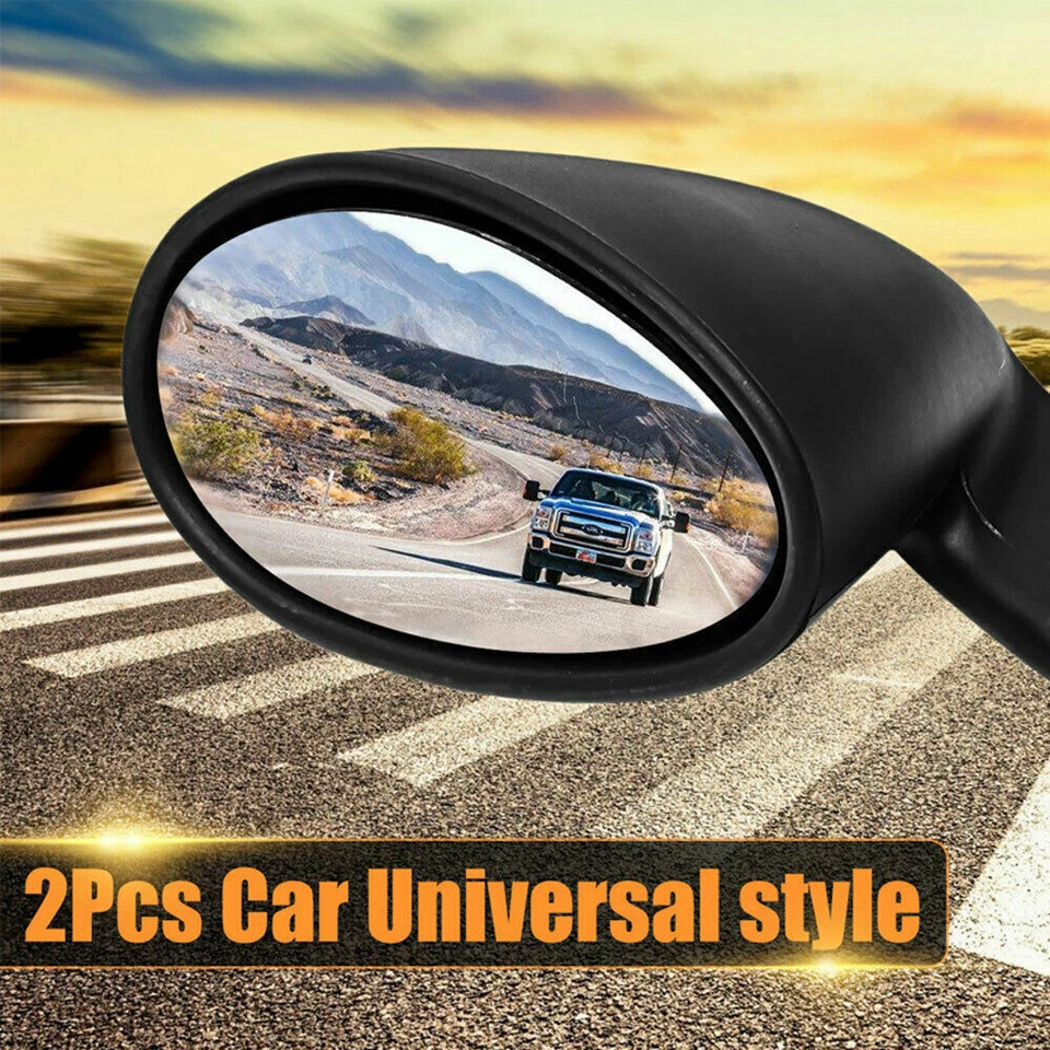 L+R 2X Classic Car Door Side View Mirror & Matte Black Gaskets Vintage Universal - Image 3 of 4