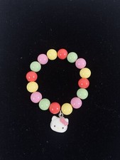 Sanrio Hello Kitty Multicolor Plastic Bead Stretch Bracelet Pastel Colors