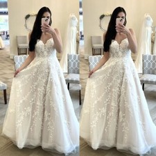 Vintage Sweetheart Wedding Dresses A Line Lace Appliques Boho Bridal Gowns