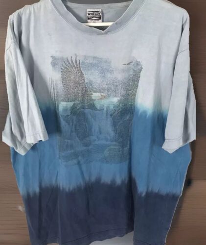 Vtg Bald Eagle Tie Dye T Shirt Faded Distressed Nature Tee Animal USA XL 90s