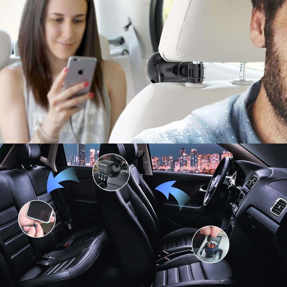 Station charge auto contre les pannes de batterie avec fixations appuie-tête voiture