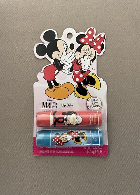 .12 Oz TWO Minnie Mouse Cotton Candy & Cherry Flavored Lip Balms, New In Package