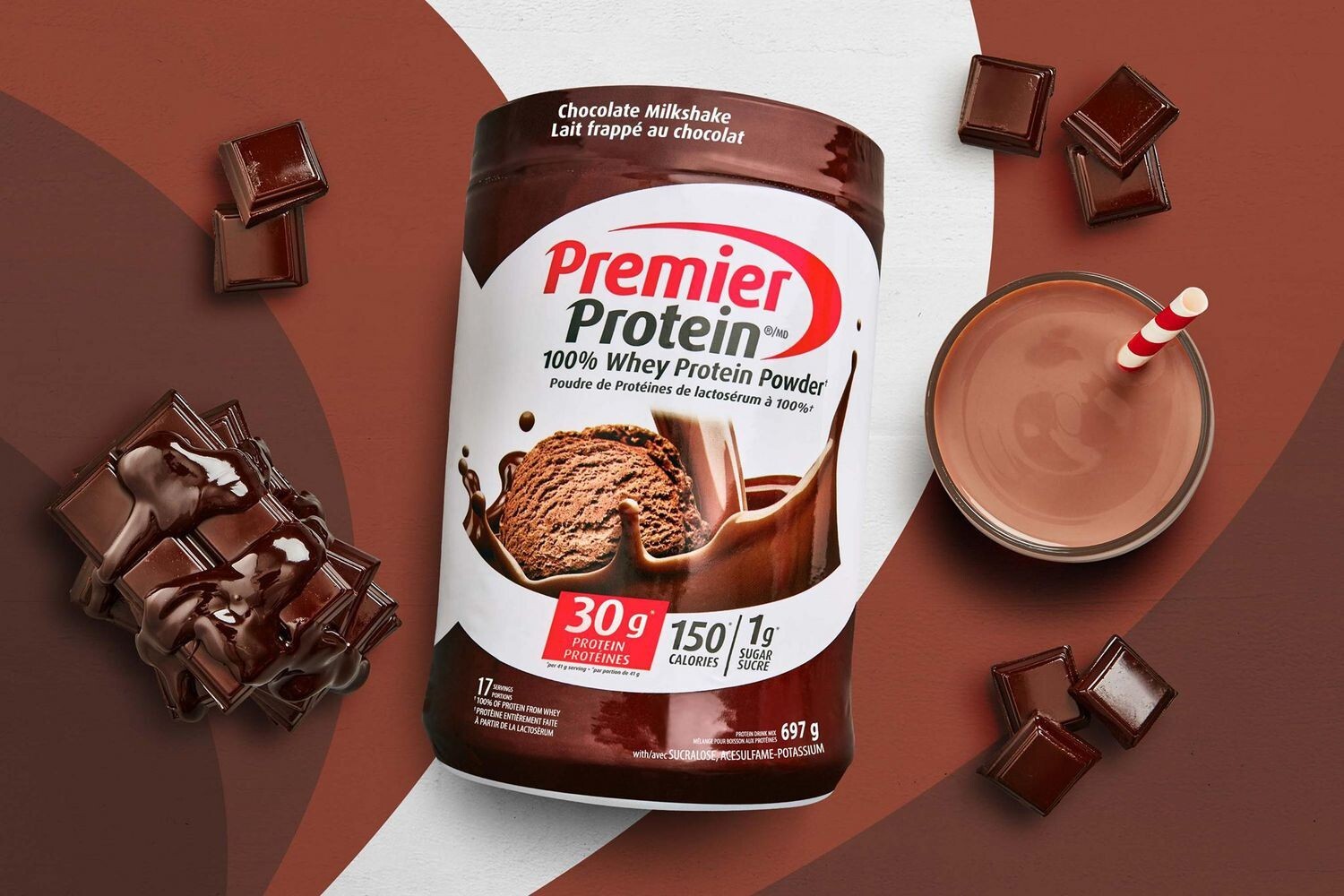 QTY: 2), PREMIER PROTEIN CHOCOLATE MILKSHAKE PROTEIN POWDER 697g ...