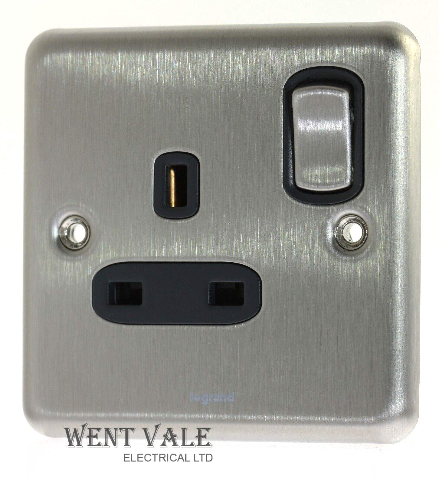 Legrand Synergy Authentic Range - 8330 60 - Brushed Steel 13a Single Socket