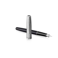Parker Sonnet Essentials Black Lacquer Fountain Pen with Chrome Trim Medium Nib
