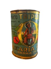 🍅 Antica Scatola Latta Pubblicità Indiano Triplo Pomodoro Zaccaria Rossi Parma