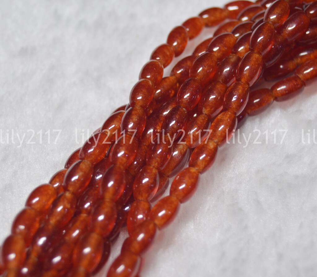 Wholesale Natural Red 5x8mm Agate Gemstone Rice-shaped Loose Beads 15