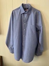Men's CHAPS Blue Long Sleeve Dress Shirt Size 16.5 Large reg. fit 34-35 preowned