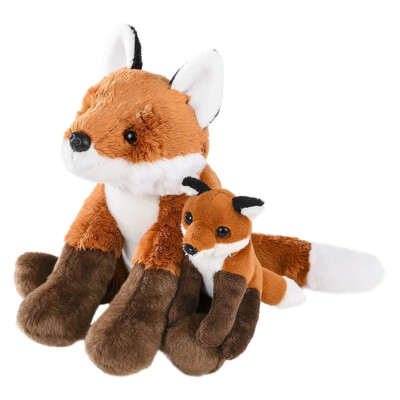 Mini Birth of Life Fox (7'') Mama and Baby on The Back. Soft Furry Plush with