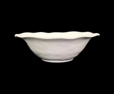 Q Squared 12 in. Ruffled White Melamine Round Serving Bowl