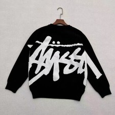 New Stussy letter knitted jacquard sweater men's and women's crew-neck knitwear