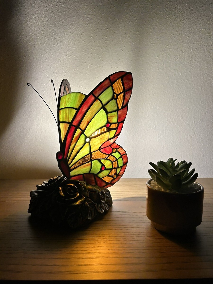 Tiffany Style Night Light Stained Glass Butterfly Vintage 6 Tiffany Style Night Light Stained Glass Butterfly Vintage 6