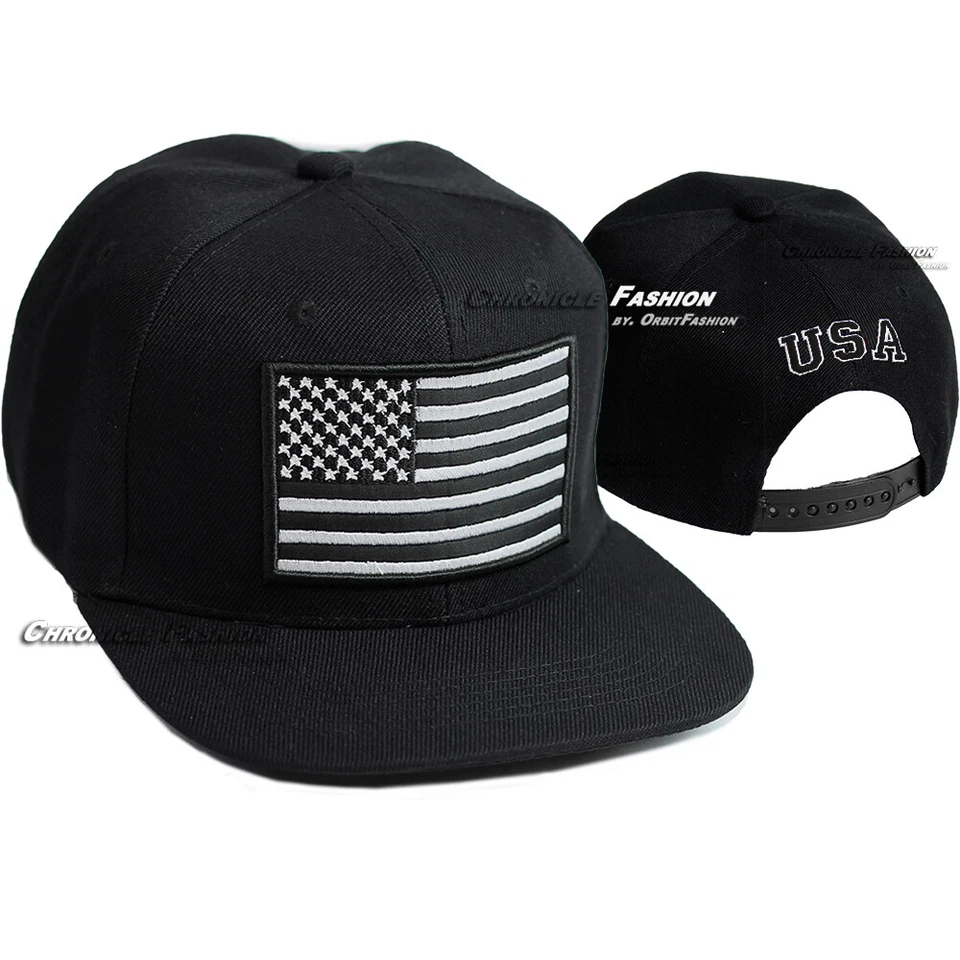 USA Baseball Cap Snapback Adjustable Flat Bill American Flag Patriotic Mens Hat - Image 3 of 4